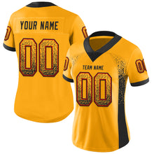 Load image into Gallery viewer, Custom Gold Black-Red Drift Fashion Football Jersey
