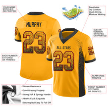 Load image into Gallery viewer, Custom Gold Black-Red Drift Fashion Football Jersey
