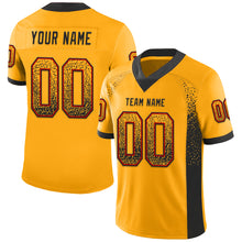 Load image into Gallery viewer, Custom Gold Black-Red Drift Fashion Football Jersey
