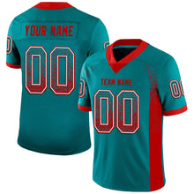 Load image into Gallery viewer, Custom Teal Red-White Mesh Drift Fashion Football Jersey
