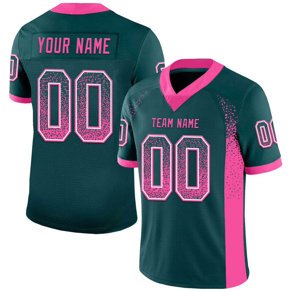 Custom Midnight Green Pink-White Drift Fashion Football Jersey