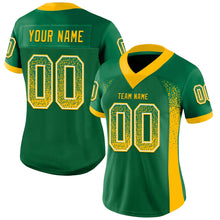 Load image into Gallery viewer, Custom Kelly Green Gold-White Mesh Drift Fashion Football Jersey
