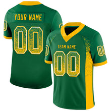 Load image into Gallery viewer, Custom Kelly Green Gold-White Mesh Drift Fashion Football Jersey

