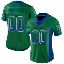 Load image into Gallery viewer, Custom Kelly Green Royal-White Mesh Drift Fashion Football Jersey

