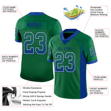Load image into Gallery viewer, Custom Kelly Green Royal-White Mesh Drift Fashion Football Jersey
