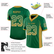 Load image into Gallery viewer, Custom Kelly Green Old Gold-White Mesh Drift Fashion Football Jersey
