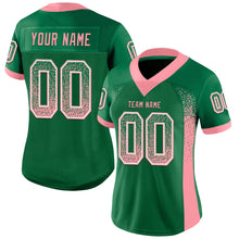 Load image into Gallery viewer, Custom Kelly Green Medium Pink-White Mesh Drift Fashion Football Jersey
