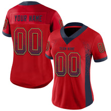 Load image into Gallery viewer, Custom Red Navy-Old Gold Drift Fashion Football Jersey
