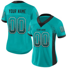Load image into Gallery viewer, Custom Aqua Black-White Drift Fashion Football Jersey
