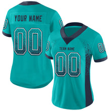 Load image into Gallery viewer, Custom Aqua Navy-White Drift Fashion Football Jersey
