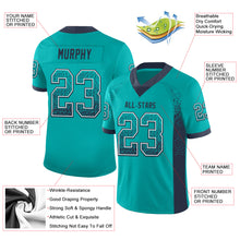 Load image into Gallery viewer, Custom Aqua Navy-White Drift Fashion Football Jersey

