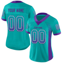 Load image into Gallery viewer, Custom Aqua Purple-White Drift Fashion Football Jersey

