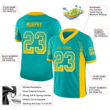Load image into Gallery viewer, Custom Aqua Yellow-White Drift Fashion Football Jersey
