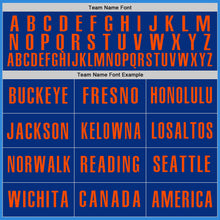Load image into Gallery viewer, Custom Electric Blue Orange-Royal Authentic Baseball Jersey
