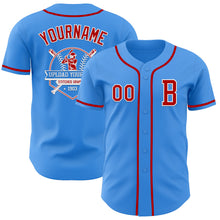 Load image into Gallery viewer, Custom Electric Blue Red-White Authentic Baseball Jersey
