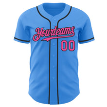 Load image into Gallery viewer, Custom Electric Blue Pink-Black Authentic Baseball Jersey

