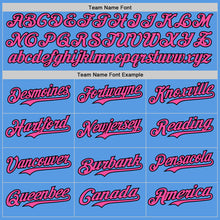 Load image into Gallery viewer, Custom Electric Blue Pink-Black Authentic Baseball Jersey
