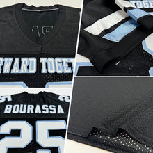 Load image into Gallery viewer, Custom Black White-Light Blue Mesh Authentic Football Jersey
