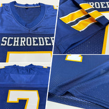 Load image into Gallery viewer, Custom Navy White-Gold Mesh Authentic Football Jersey
