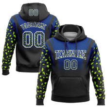Load image into Gallery viewer, Custom Stitched Royal Black-White Fade Fashion Leopard Print Sports Pullover Sweatshirt Hoodie
