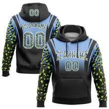 Load image into Gallery viewer, Custom Stitched Light Blue Black-White Fade Fashion Leopard Print Sports Pullover Sweatshirt Hoodie
