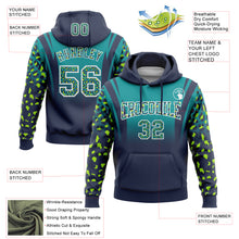 Load image into Gallery viewer, Custom Stitched Teal Navy-White Fade Fashion Leopard Print Sports Pullover Sweatshirt Hoodie
