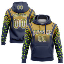 Load image into Gallery viewer, Custom Stitched Old Gold Navy-White Fade Fashion Leopard Print Sports Pullover Sweatshirt Hoodie
