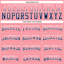 Load image into Gallery viewer, Custom Stitched Medium Pink Navy-White Fade Fashion Arrow Sports Pullover Sweatshirt Hoodie
