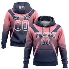 Load image into Gallery viewer, Custom Stitched Medium Pink Navy-White Fade Fashion Arrow Sports Pullover Sweatshirt Hoodie
