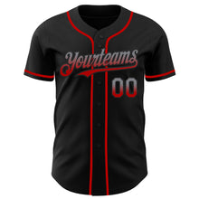Load image into Gallery viewer, Custom Black Gray-Red Authentic Fade Fashion Baseball Jersey
