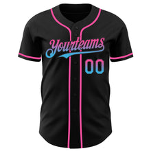 Load image into Gallery viewer, Custom Black Pink-Sky Blue Authentic Fade Fashion Baseball Jersey
