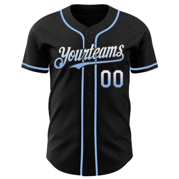 Custom Black White-Light Blue Authentic Fade Fashion Baseball Jersey