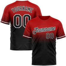 Load image into Gallery viewer, Custom Red Black-White Fade Fashion Performance T-Shirt
