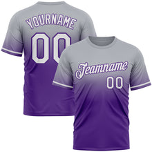 Load image into Gallery viewer, Custom Gray White-Purple Fade Fashion Performance T-Shirt
