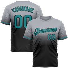 Load image into Gallery viewer, Custom Gray Teal-Black Fade Fashion Performance T-Shirt
