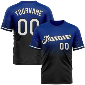 Custom Royal White-Black Fade Fashion Performance T-Shirt