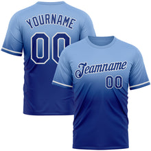 Load image into Gallery viewer, Custom Light Blue Royal-White Fade Fashion Performance T-Shirt
