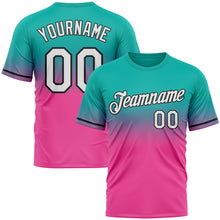 Load image into Gallery viewer, Custom Aqua Pink-Black Fade Fashion Performance T-Shirt
