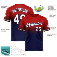 Load image into Gallery viewer, Custom Red White-Navy Fade Fashion Performance T-Shirt

