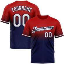 Load image into Gallery viewer, Custom Red White-Navy Fade Fashion Performance T-Shirt
