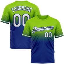 Load image into Gallery viewer, Custom Neon Green White-Royal Fade Fashion Performance T-Shirt
