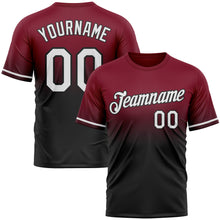 Load image into Gallery viewer, Custom Crimson White-Black Fade Fashion Performance T-Shirt
