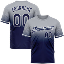 Load image into Gallery viewer, Custom Gray Navy-White Fade Fashion Performance T-Shirt
