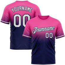 Load image into Gallery viewer, Custom Pink White-Navy Fade Fashion Performance T-Shirt
