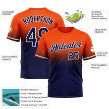 Load image into Gallery viewer, Custom Orange Navy-White Fade Fashion Performance T-Shirt
