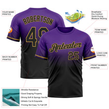 Load image into Gallery viewer, Custom Purple Black-Old Gold Fade Fashion Performance T-Shirt
