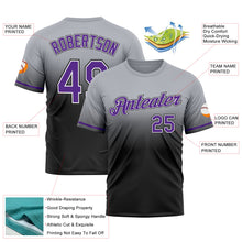 Load image into Gallery viewer, Custom Gray Purple-Black Fade Fashion Performance T-Shirt
