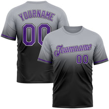 Load image into Gallery viewer, Custom Gray Purple-Black Fade Fashion Performance T-Shirt
