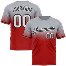 Load image into Gallery viewer, Custom Gray Red-Black Fade Fashion Performance T-Shirt
