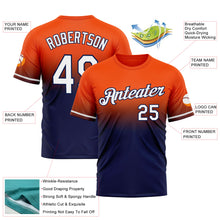Load image into Gallery viewer, Custom Orange White-Navy Fade Fashion Performance T-Shirt

